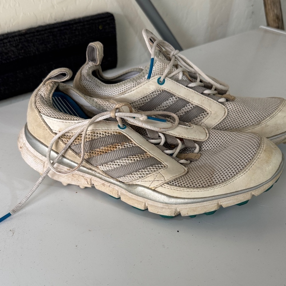 Adidas Women's Cream and Gray Climacool Athletic Shoes